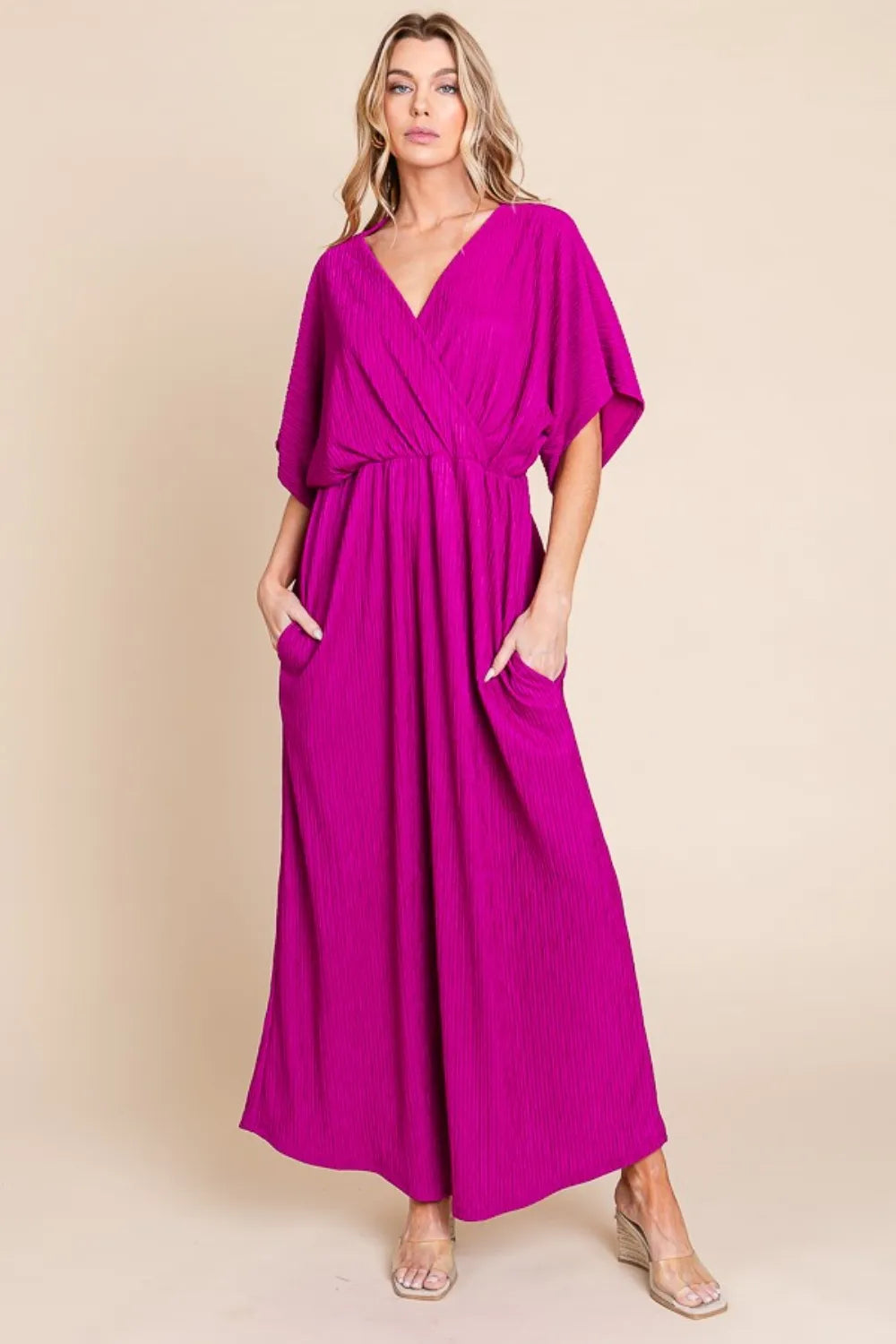 BOMBOM Surplice Maxi Dress with Pockets - Maxi Dress by Trendsi | Available at Handbags Specialist Headquarter