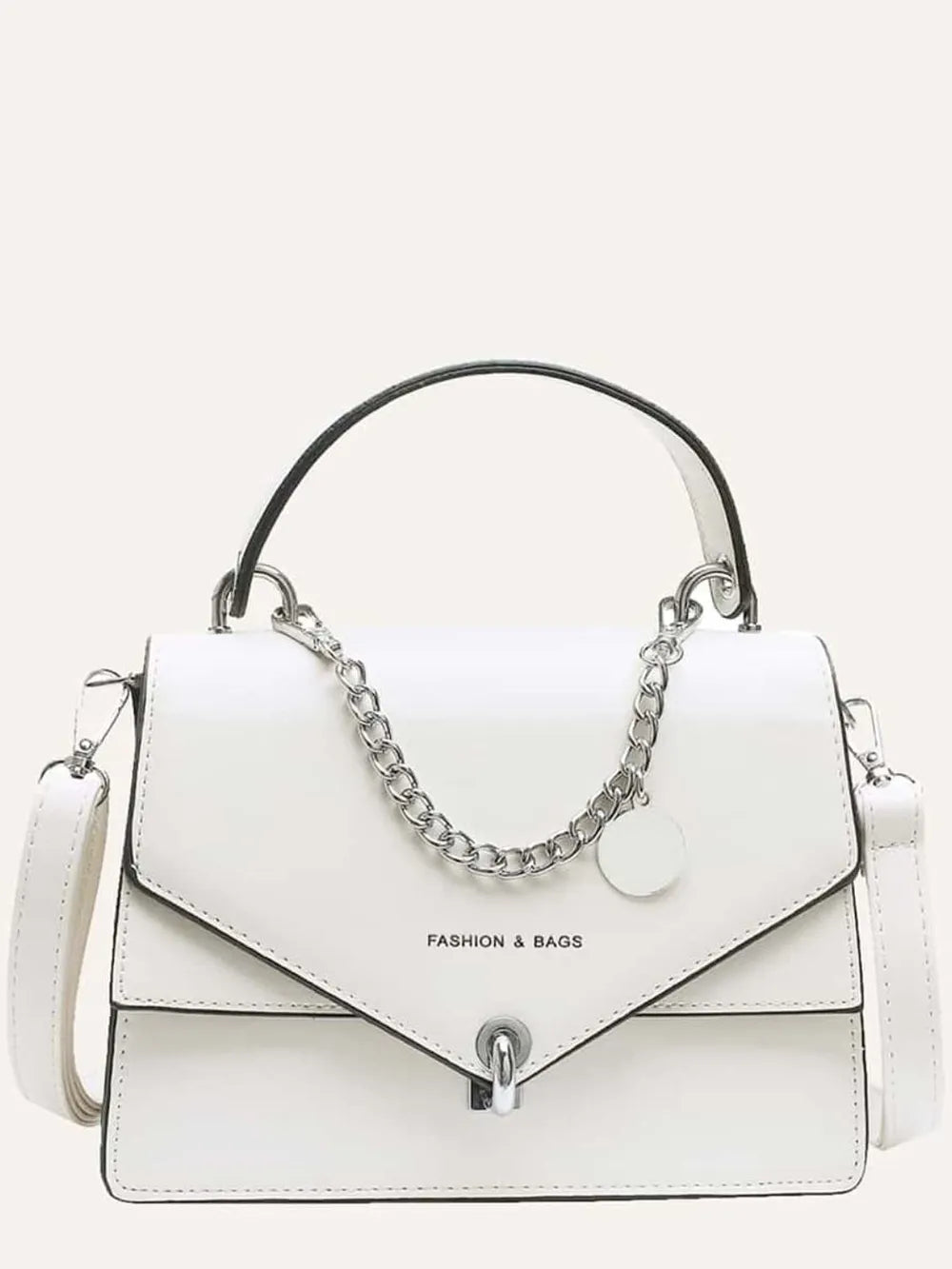 Chain PU Leather Detachable Shoulder Strap Handbag - handbags by Trendsi | Available at Handbags Specialist Headquarter