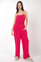 VERY J Pintuck Detail Woven Sleeveless Jumpsuit - Sleepwear by Trendsi | Available at Handbags Specialist Headquarter