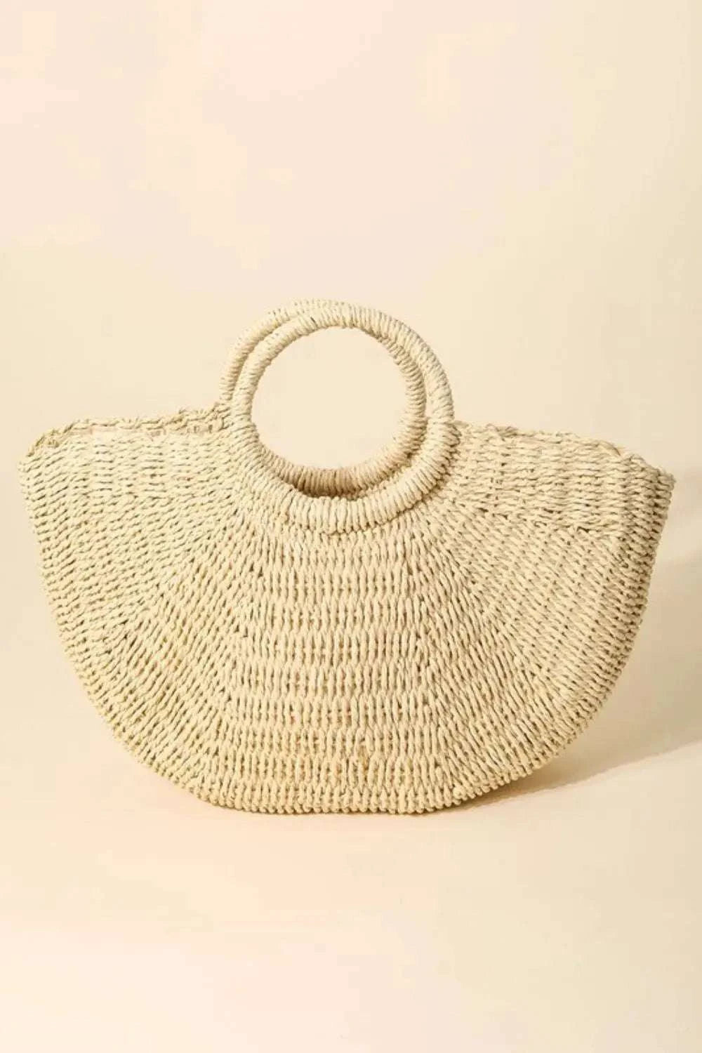 Fame Half Moon Straw Tote Bag - Tote Bag by Trendsi | Available at Handbags Specialist Headquarter