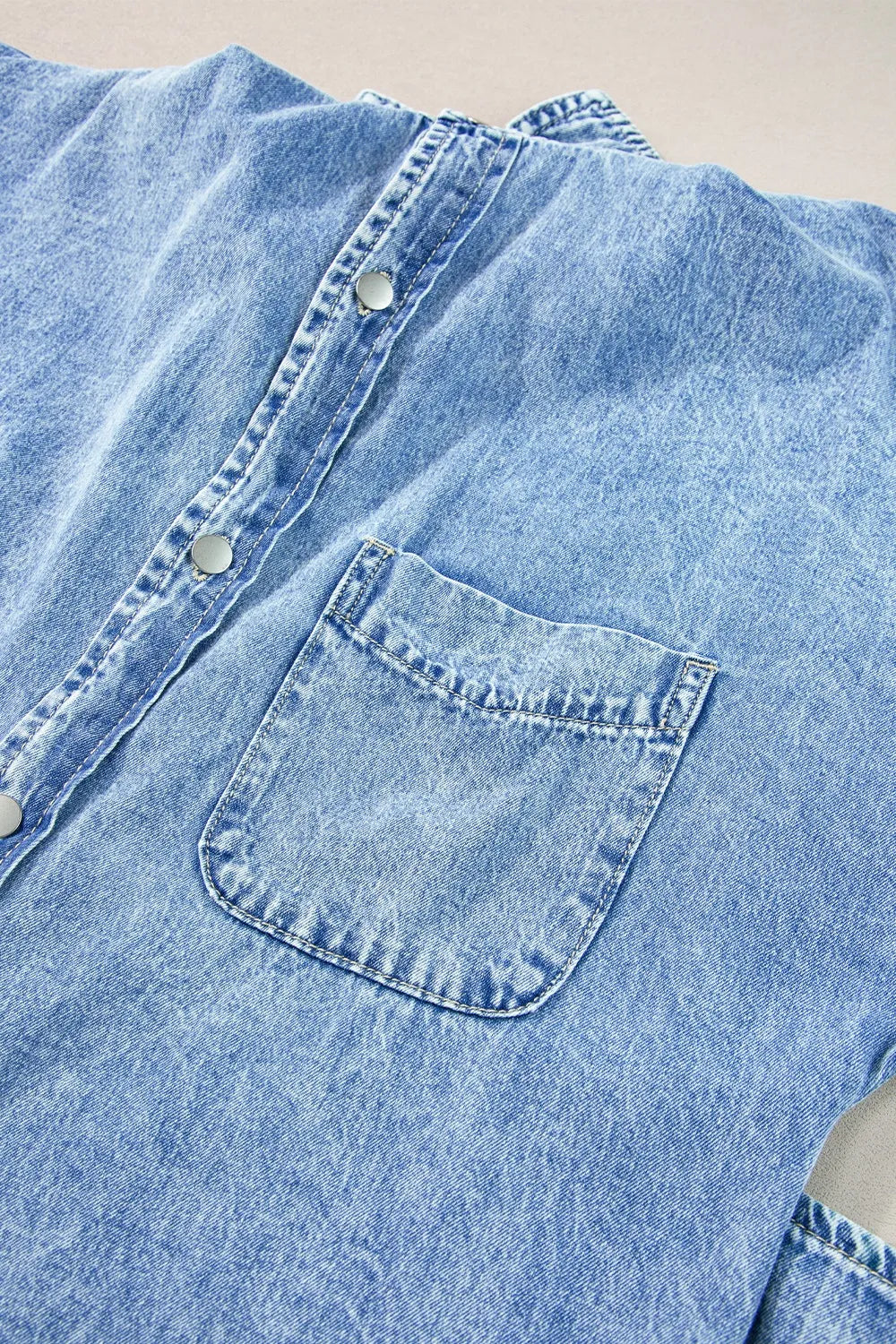 Oversized Button Down Denim Shirt Dress - Women / Jeans & Denim by Trendsi | Available at Handbags Specialist Headquarter