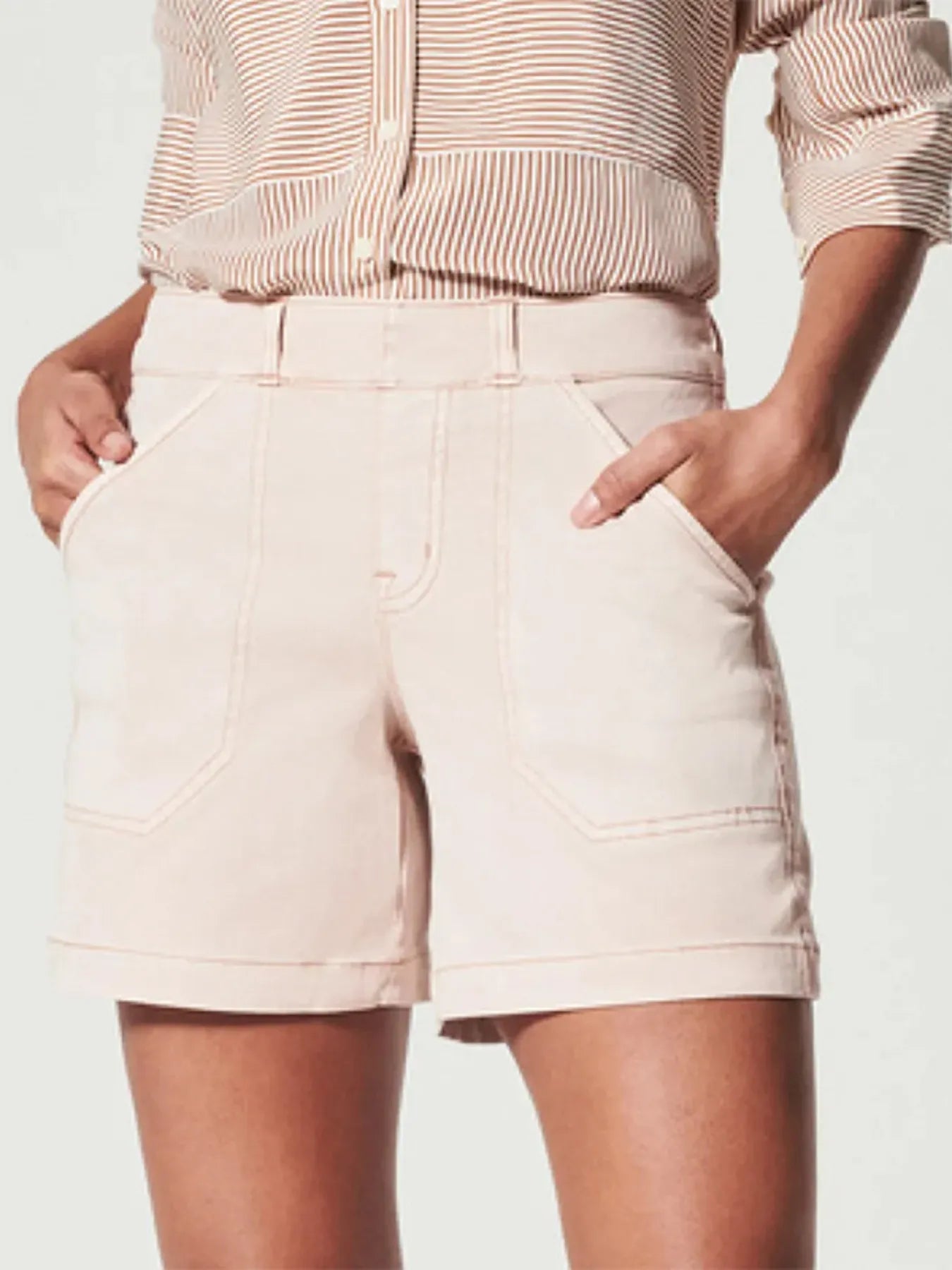 Full Size Vintage Washed Denim Shorts with Pockets Plus Size - Women / Jeans & Denim by Trendsi | Available at Handbags Specialist Headquarter