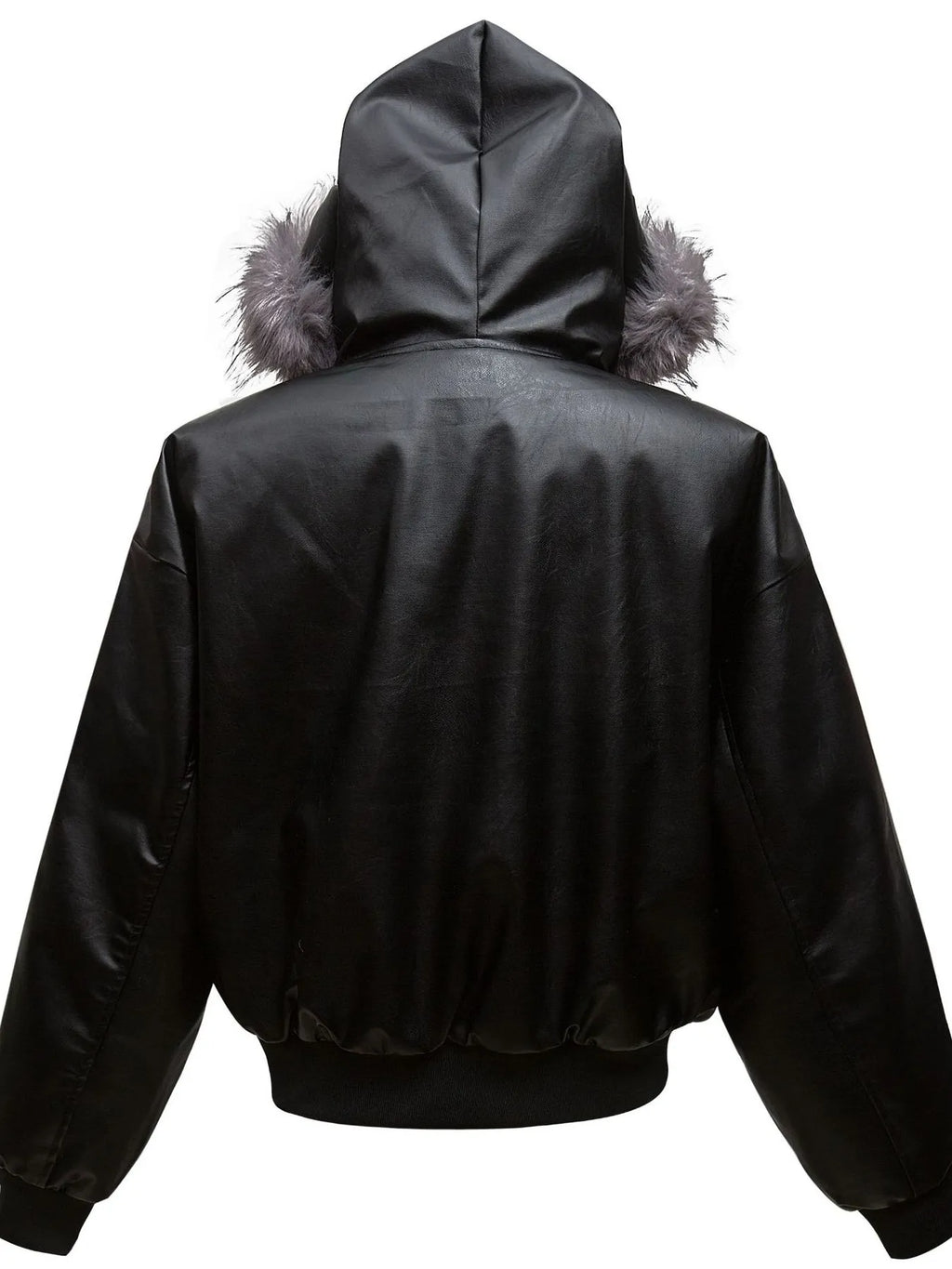Men's Leather Bomber Jacket with Faux Fur Hood - Men's jackets by Trendsi | Available at Handbags Specialist Headquarter