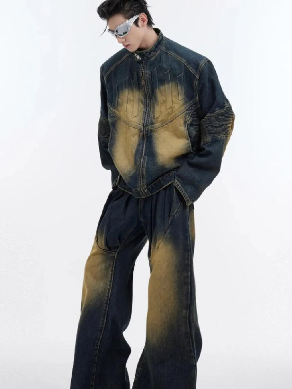 Men's Zip Up Long Sleeve Denim Jacket - Men's jackets by Trendsi | Available at Handbags Specialist Headquarter