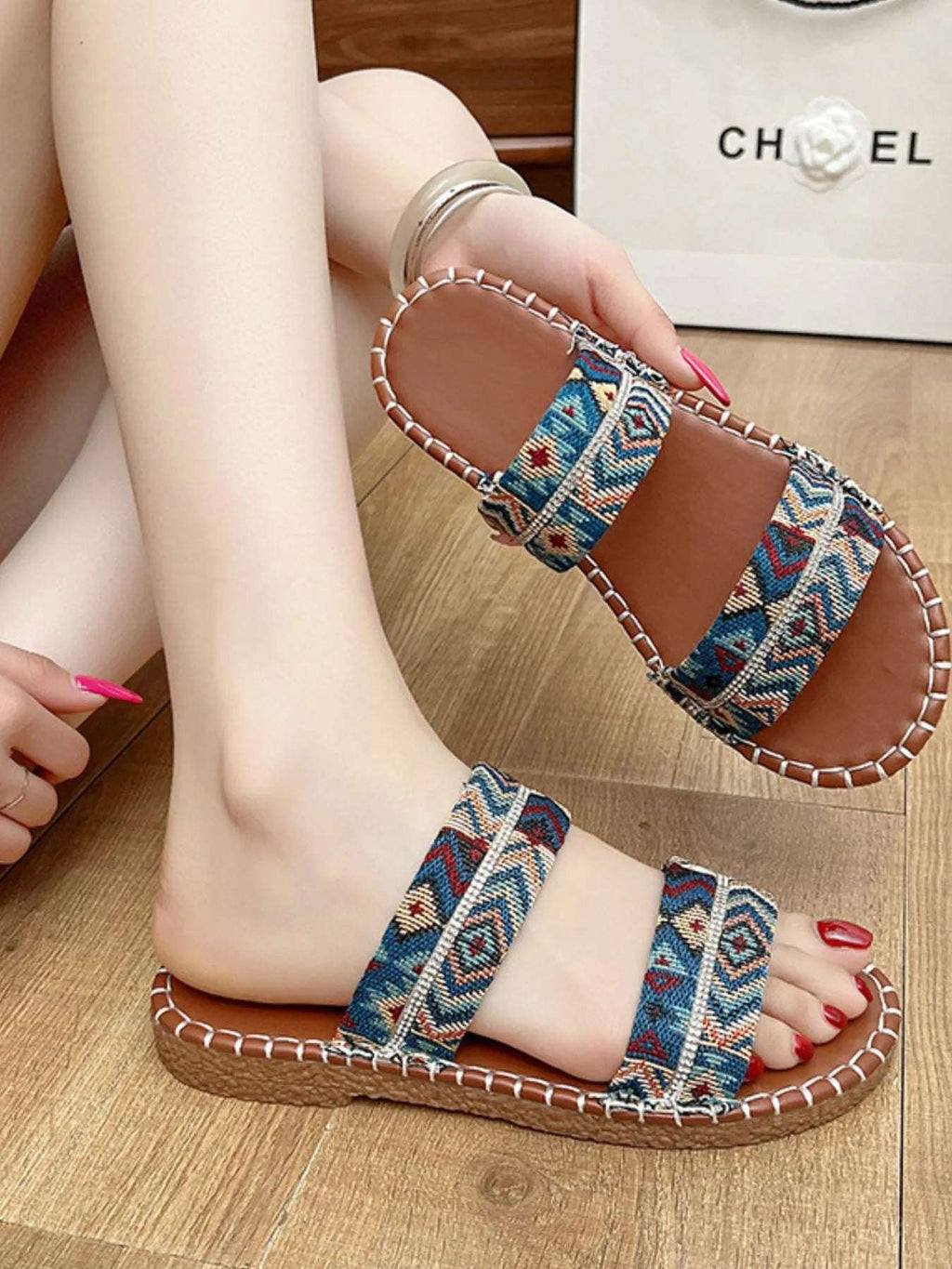 Double Strap Open Toe Sandals - Women Sandals by Trendsi | Available at Handbags Specialist Headquarter