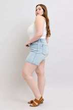 Judy Blue Full Size 2 Button Denim Shorts with Pockets Plus Size - Women / Jeans & Denim by Trendsi | Available at Handbags Specialist Headquarter