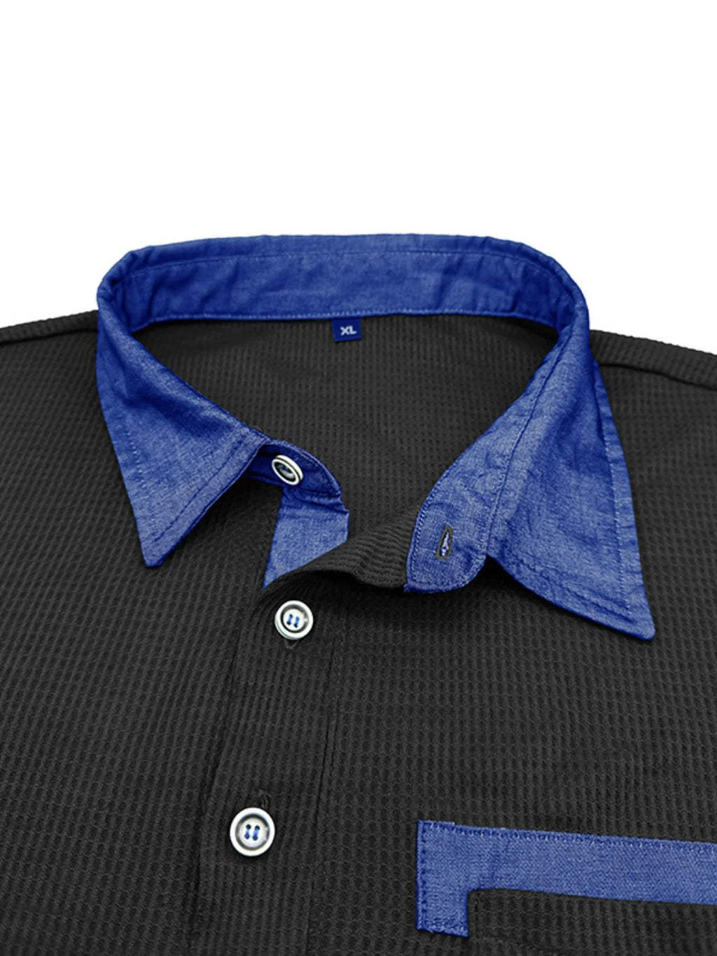 Men's Contrast Collar Long Sleeve Casual Polo Shirt - Men's Polo shirt by Trendsi | Available at Handbags Specialist Headquarter