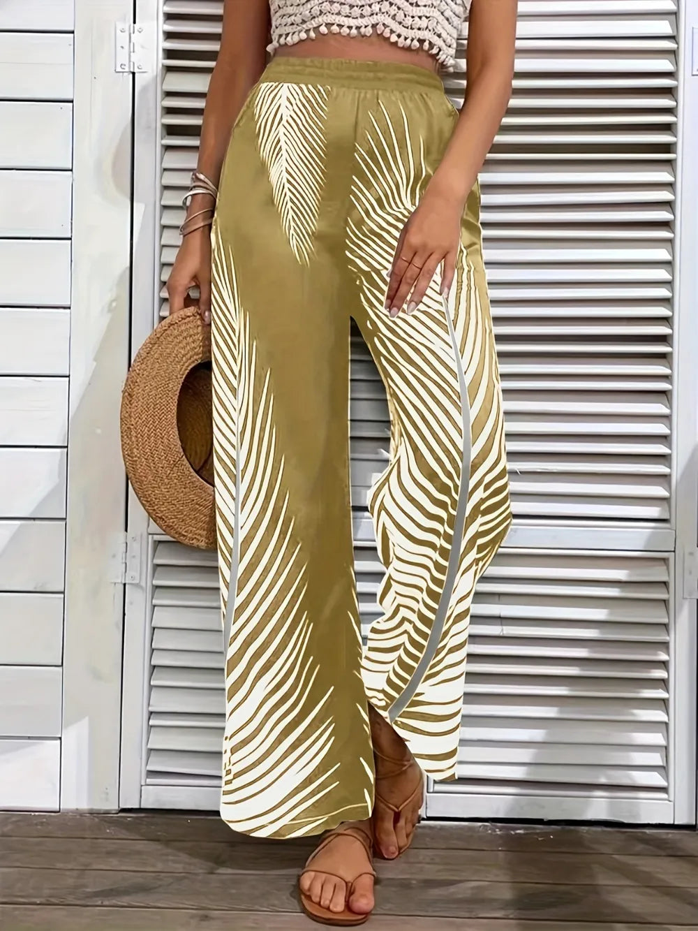 Printed Wide Leg Pants - Women Pants by Trendsi | Available at Handbags Specialist Headquarter