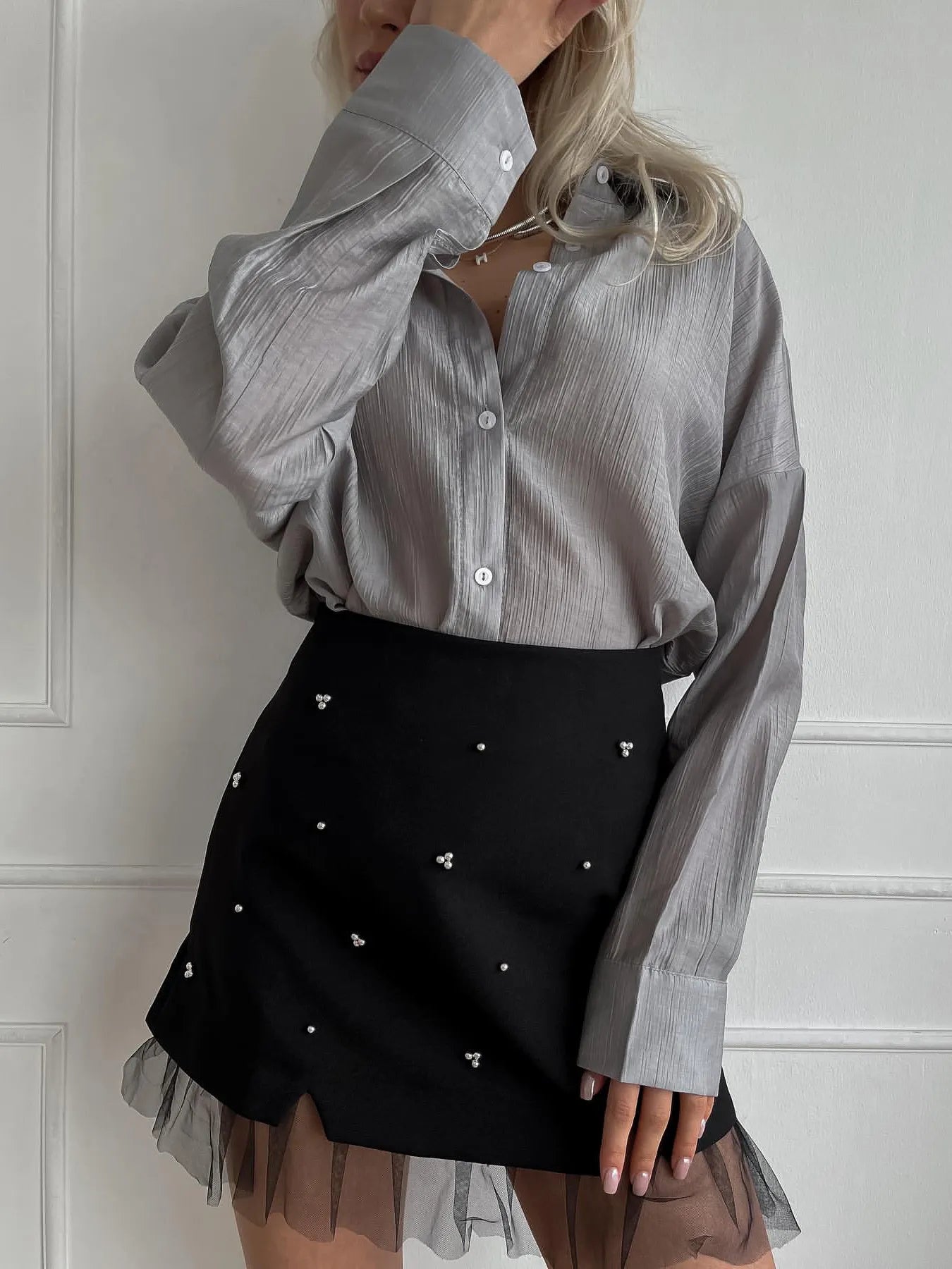 Tulle Hem Mini Skirt - Skirts by Trendsi | Available at Handbags Specialist Headquarter