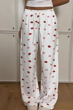 Lips Print Wide Leg Pants - Women Pants by Trendsi | Available at Handbags Specialist Headquarter