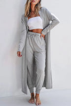 Open Front Long Sleeve Cardigan and Pants Lounge Set - Sleepwear by Trendsi | Available at Handbags Specialist Headquarter