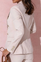 Full Size Lapel Collar Long Sleeve Blazer and Pants Set Plus Size - Women Plus Size by Trendsi | Available at Handbags Specialist Headquarter