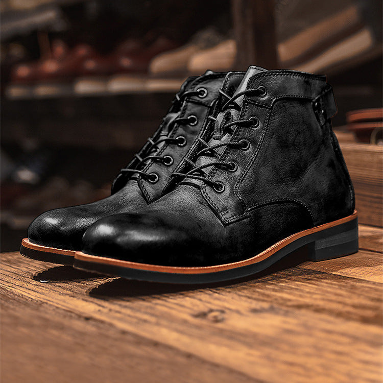 Vintage Moto Men's Leather Lace-Up Ankle Boots