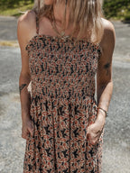 Printed Smocked Bodice Maxi Dress - Maxi Dress by Trendsi | Available at Handbags Specialist Headquarter