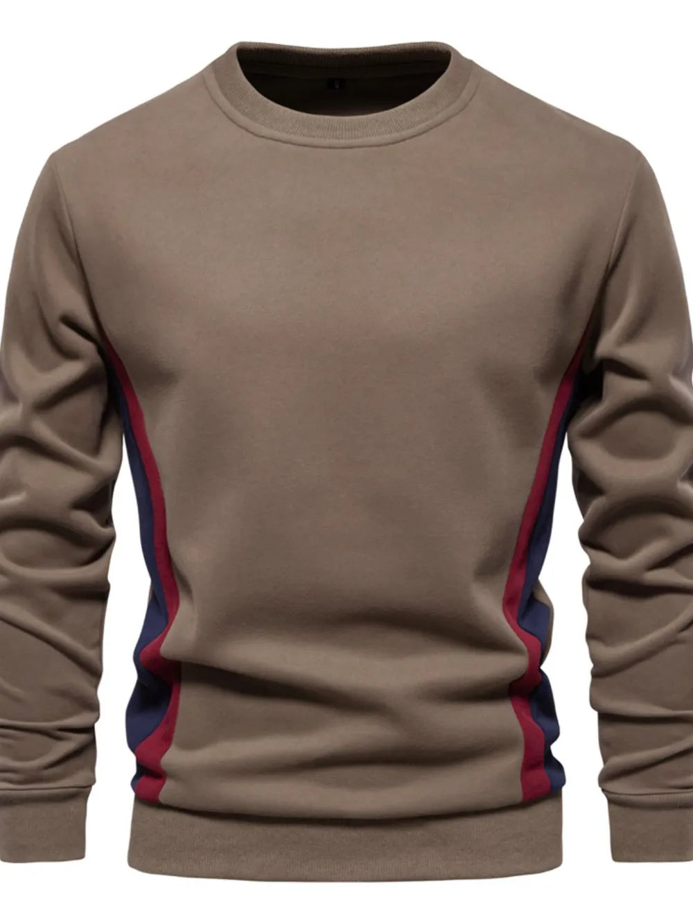 Men's Side Striped Contrast Round Neck Sweatshirt - Men's Sweatshirts by Trendsi | Available at Handbags Specialist Headquarter