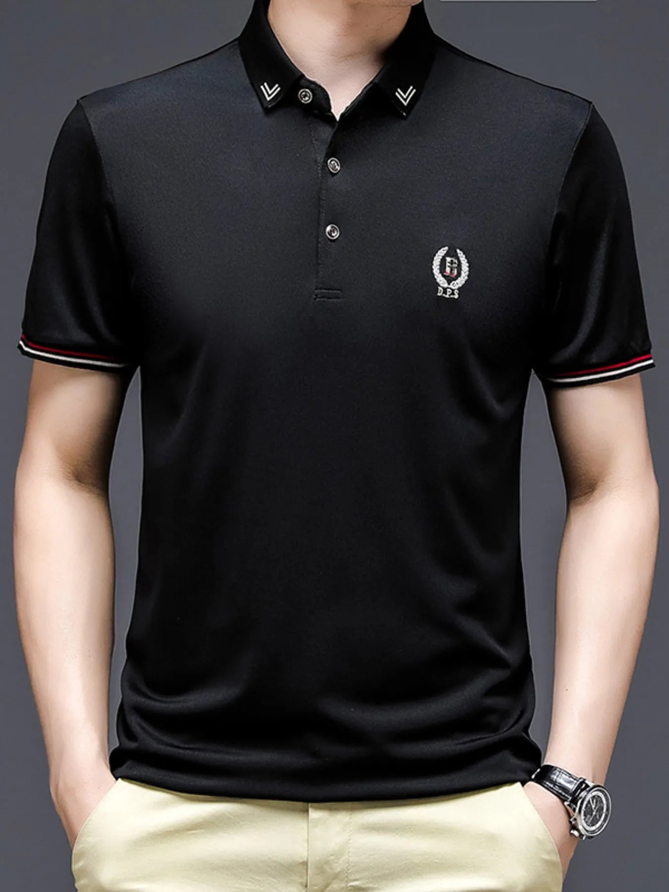 Men's Plus Size Short Sleeve Collar Polo Shirt - Men's Polo shirt by Trendsi | Available at Handbags Specialist Headquarter