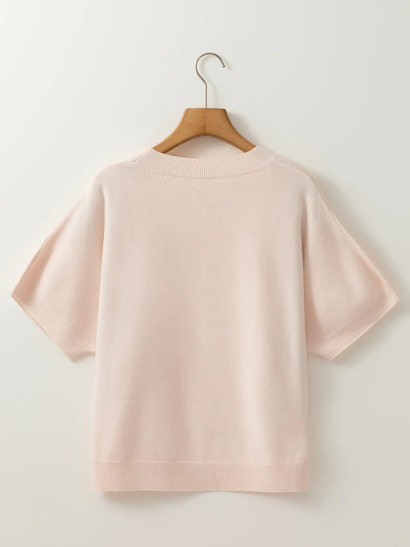 Pearl Embellished Bow Detail Short Sleeve Sweater - Tops by Trendsi | Available at Handbags Specialist Headquarter