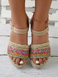 Braided Rainbow Platform Wedge Sandals - Women Sandals by Trendsi | Available at Handbags Specialist Headquarter