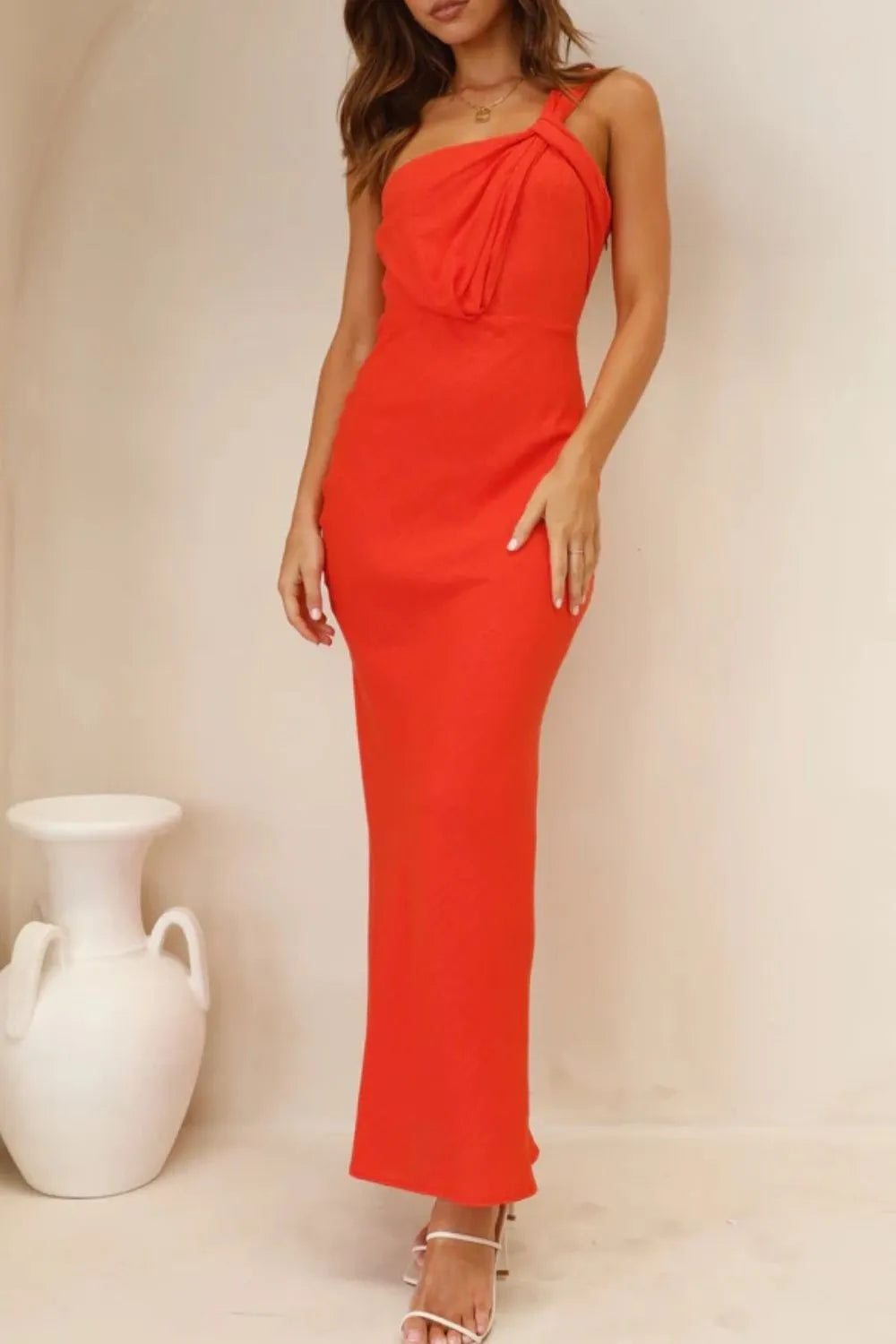 Ruched Single Shoulder Maxi Dress - Maxi Dress by Trendsi | Available at Handbags Specialist Headquarter