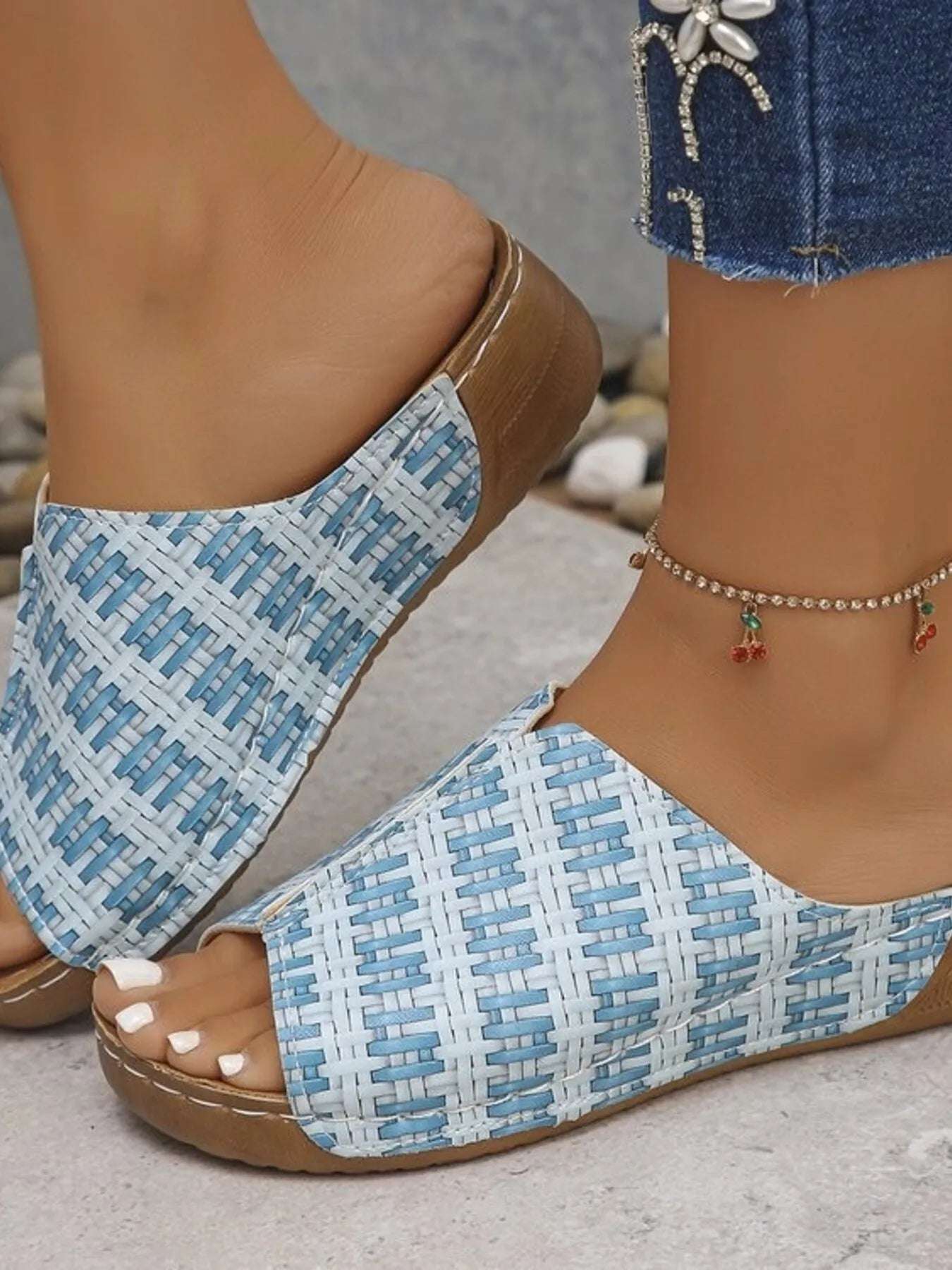 Woven Pattern Platform Wedge Sandals - Women Sandals by Trendsi | Available at Handbags Specialist Headquarter