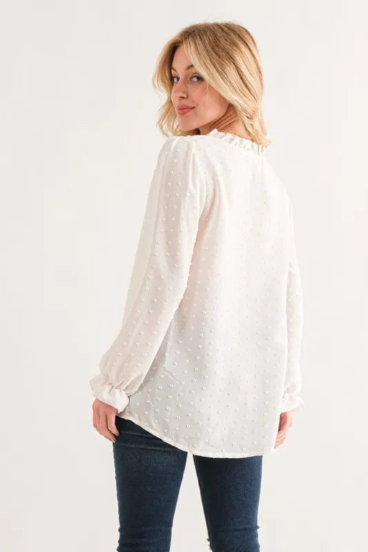 And The Why Polka Dot Ruffle Detailed Blouse Top - Women / Tops by Trendsi | Available at Handbags Specialist Headquarter