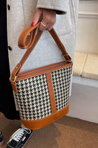 Houndstooth PU Leather Shoulder Bag - Tote Bag by Trendsi | Available at Handbags Specialist Headquarter