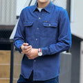 Autumn Ease: Men's Soft Denim Long Sleeve Coat