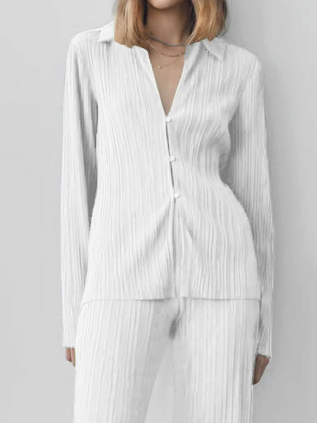 Texture Long Sleeve Top and Pants Lounge Set - Sleepwear by Trendsi | Available at Handbags Specialist Headquarter