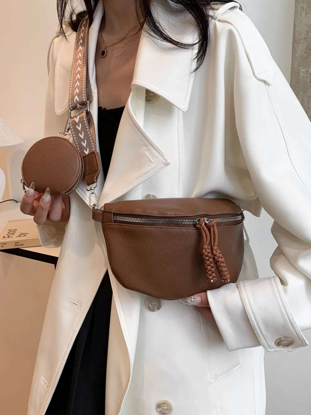 PU Leather Adjustable Strap Crossbody Bag with Coin Purse - Crossbody Bag by Trendsi | Available at Handbags Specialist Headquarter