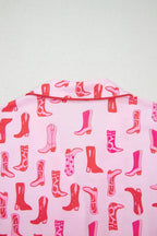 Cowgirl Boots Printed Shirt and Shorts Set - Sleepwear by Trendsi | Available at Handbags Specialist Headquarter