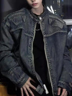 Men's Full Size Zip Up Washed Oversized Denim Jacket Plus Size - Men's jackets by Trendsi | Available at Handbags Specialist Headquarter