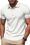 Men's Full Size Ribbed Short Sleeve Polo Plus Size - Men's Polo shirt by Trendsi | Available at Handbags Specialist Headquarter