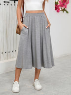 Elastic Waist Skirt With Pockets - Skirts by Trendsi | Available at Handbags Specialist Headquarter