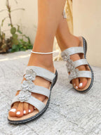 Flower Multi-Strap Flat Sandals - Women Sandals by Trendsi | Available at Handbags Specialist Headquarter