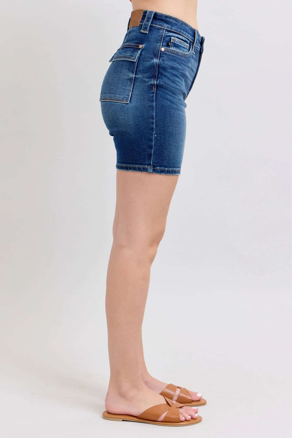 Judy Blue Full Size High Waist Bermudas Jeans W/ Back Flap Pockets Plus Size - Women / Jeans & Denim by Trendsi | Available at Handbags Specialist Headquarter