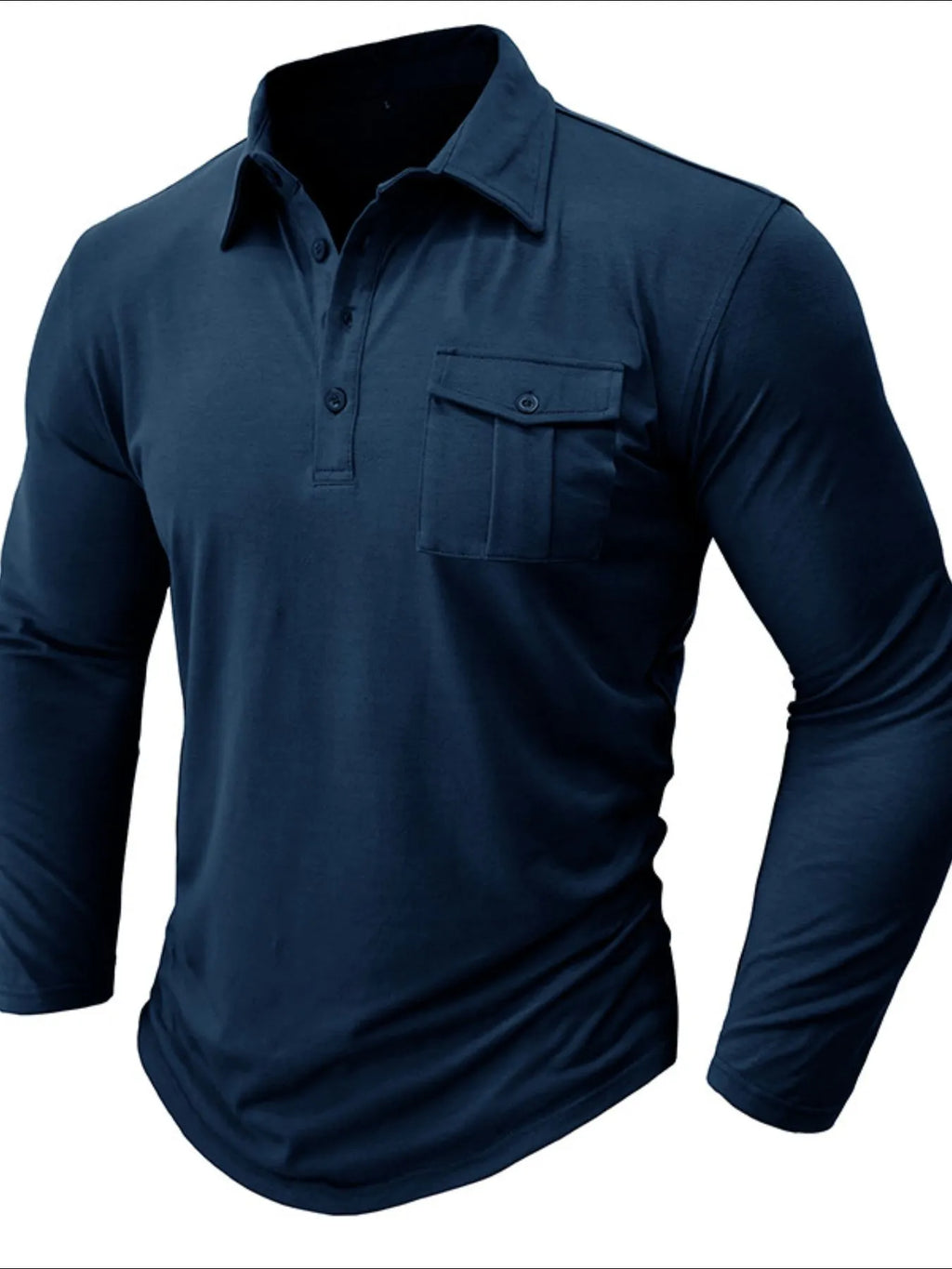Men's Basic style Collared Neck Long Sleeve Polo - Men's Polo shirt by Trendsi | Available at Handbags Specialist Headquarter