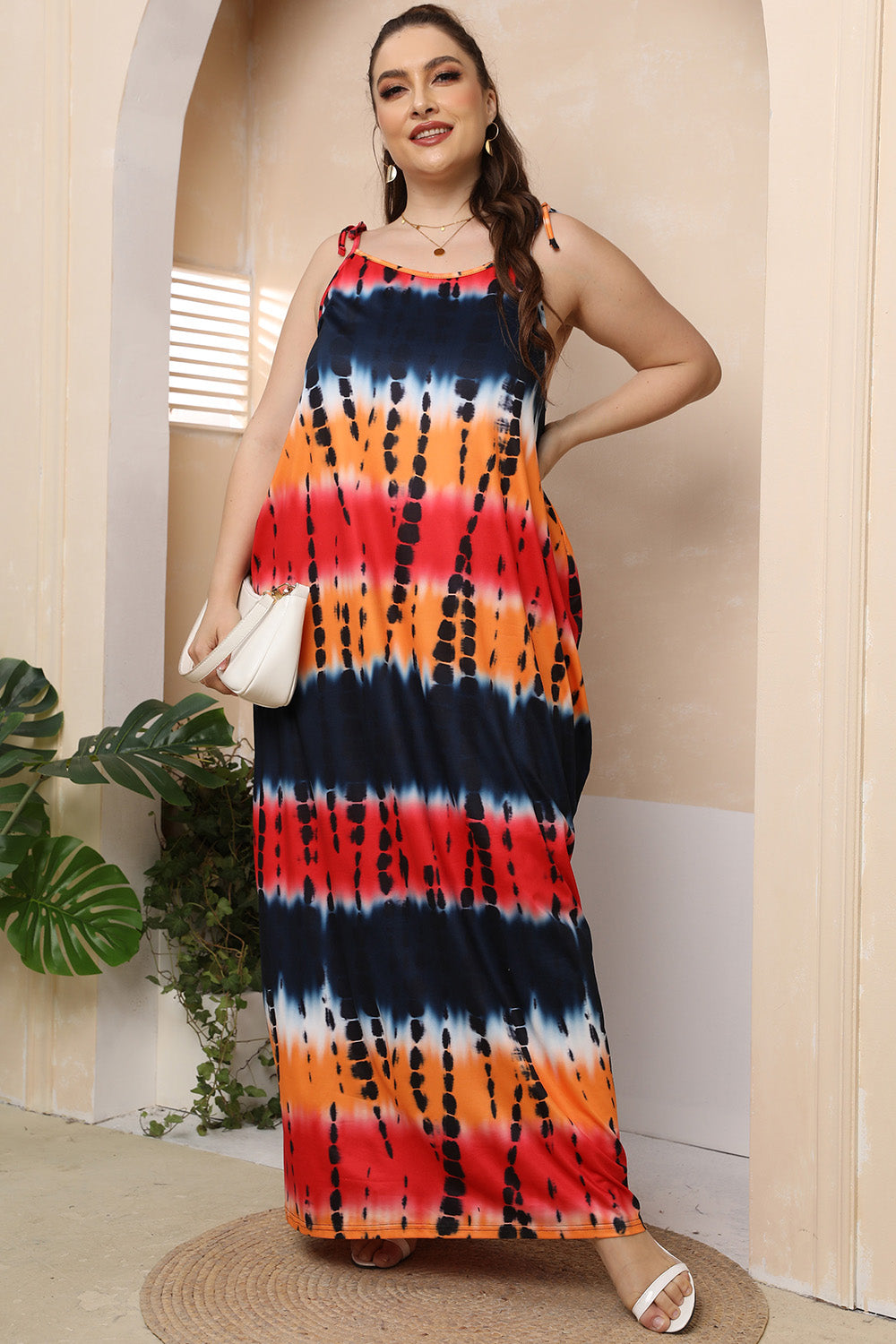 Plus Size Tie-Shoulder Maxi Dress - Dresses by Trendsi | Available at Handbags Specialist Headquarter