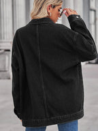 Button Up Long Sleeve Denim Jacket - Tops by Trendsi | Available at Handbags Specialist Headquarter