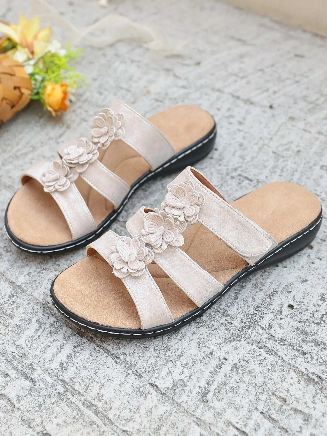 Flower Multi-Strap Flat Sandals - Women Sandals by Trendsi | Available at Handbags Specialist Headquarter