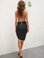 Rainbow Pompom Trim Swim Skirt -  by Trendsi | Available at Handbags Specialist Headquarter