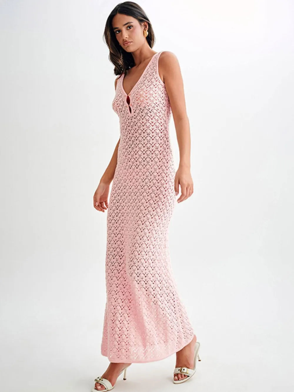 Openwork Sleeveless Maxi Dress - Maxi Dress by Trendsi | Available at Handbags Specialist Headquarter