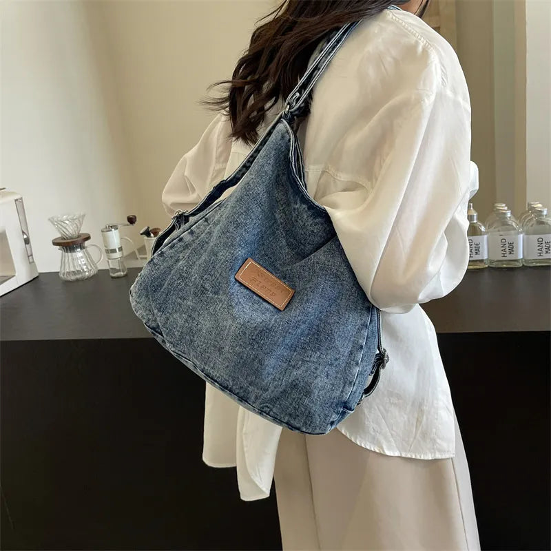 Adjustable Strap Denim Shoulder Bag - Handbags by Trendsi | Available at Handbags Specialist Headquarter