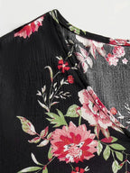 Plus Size Floral Flare Sleeve Dress - Dresses by Trendsi | Available at Handbags Specialist Headquarter