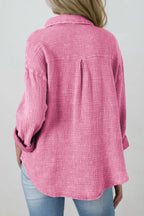 Button Down Collared Neck Long Sleeve Shirt - Women's Down Shirt Tops by Trendsi | Available at Handbags Specialist Headquarter