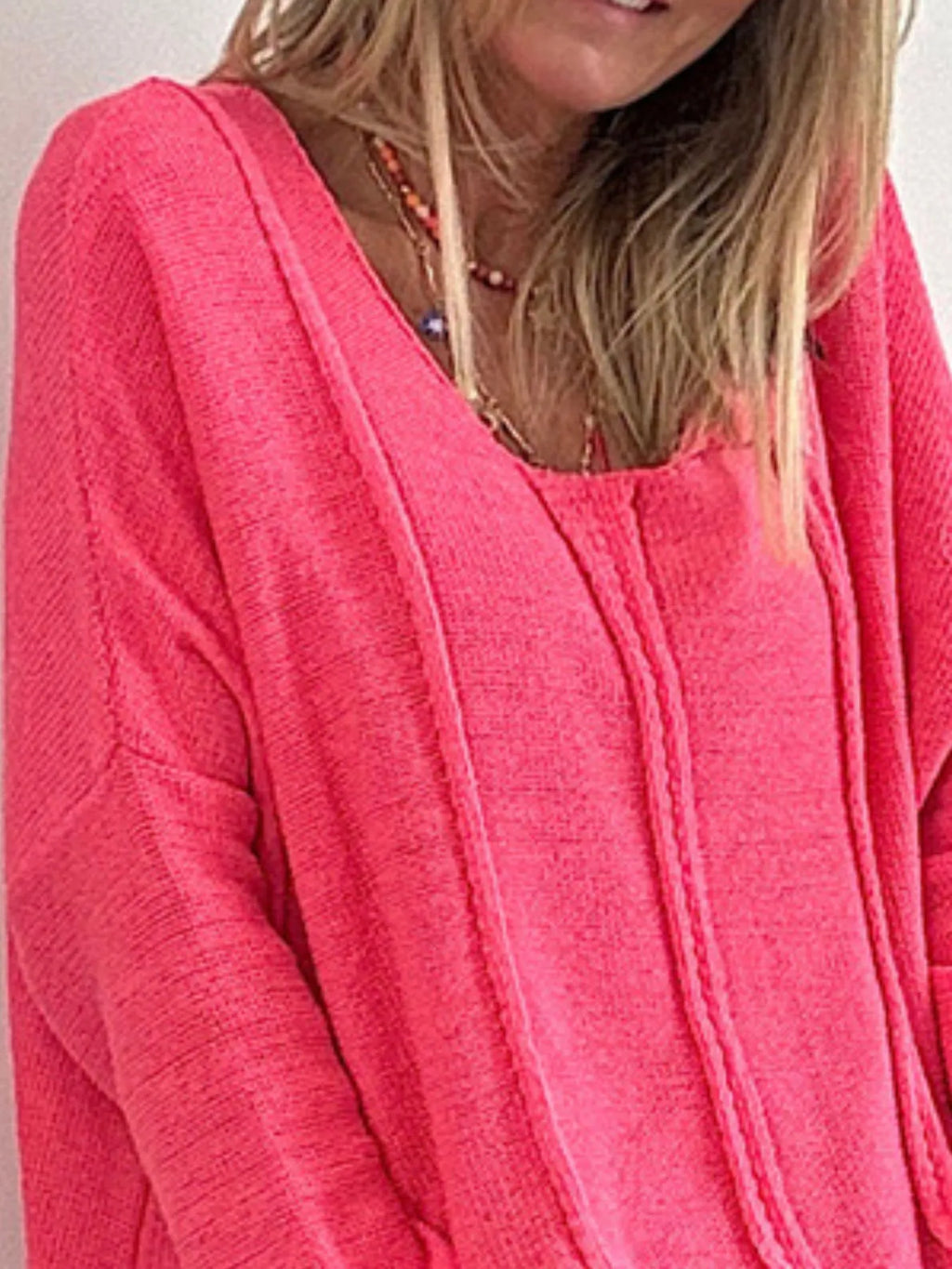 High-Low Drop Shoulder Sweater - Tops by Trendsi | Available at Handbags Specialist Headquarter