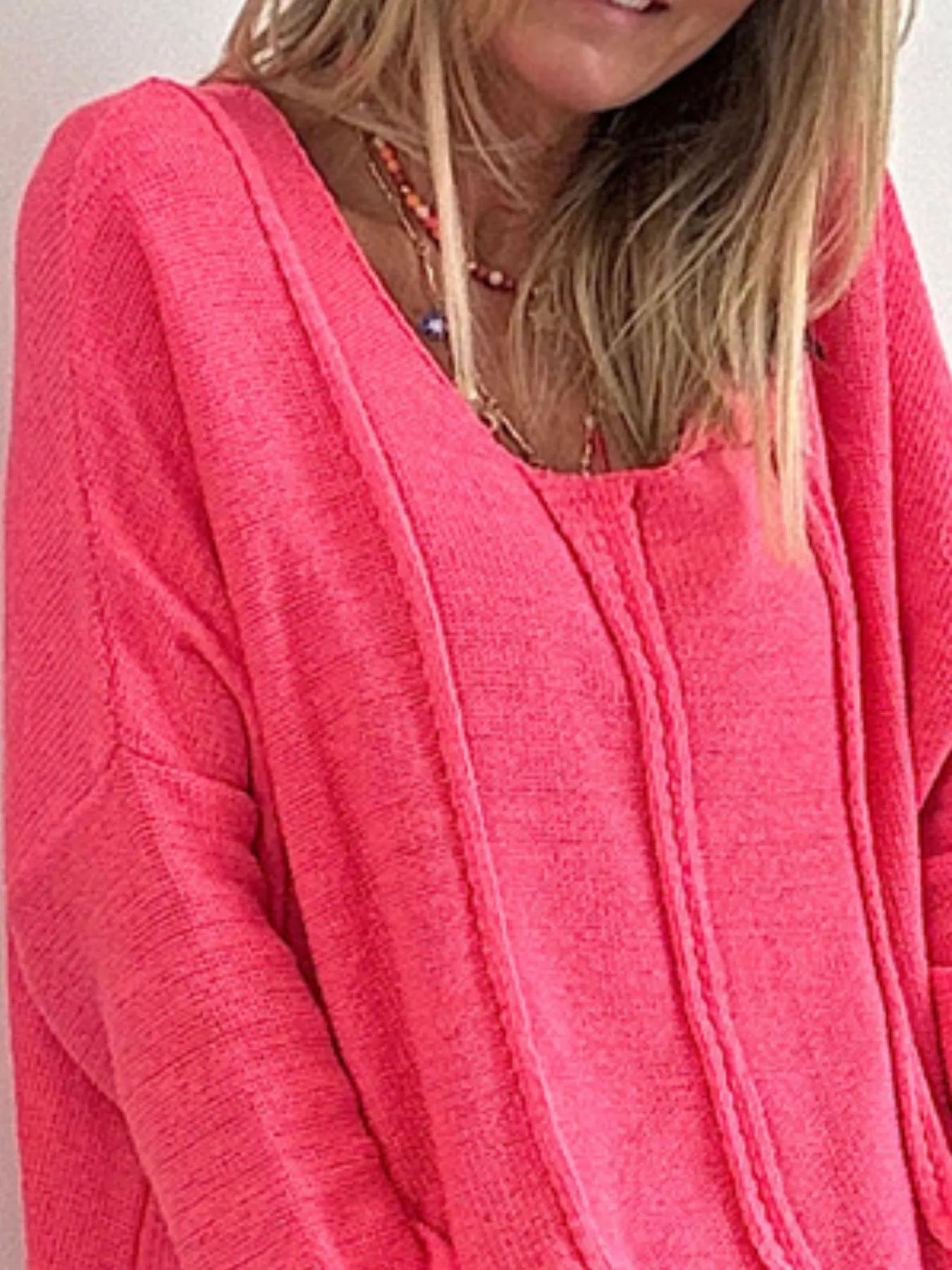 High-Low Drop Shoulder Sweater - Tops by Trendsi | Available at Handbags Specialist Headquarter