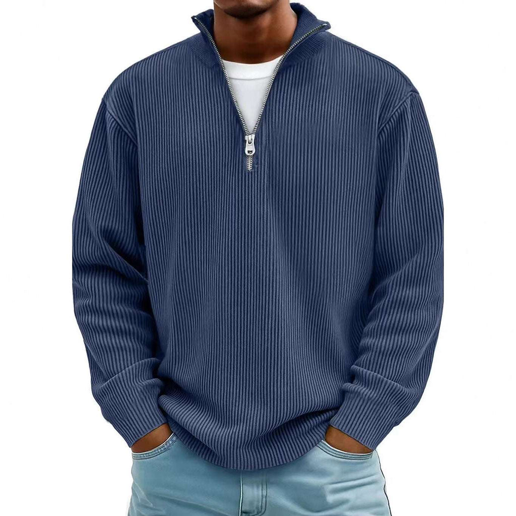 CozyCord Zip Polo: Men's Warm Stand Collar Top - 100001871 by Trendsi | Available at Handbags Specialist Headquarter