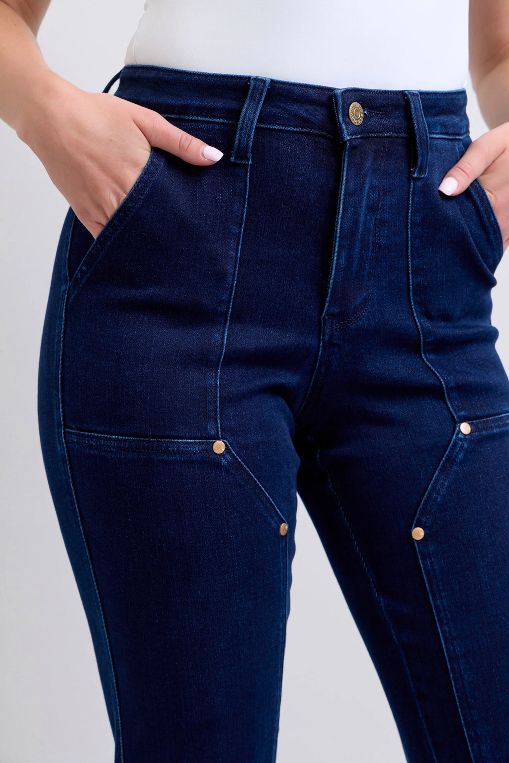Judy Blue Full Size Hw Work Wear Knee Patch Straight Jeans Plus Size - Women / Jeans & Denim by Trendsi | Available at Handbags Specialist Headquarter