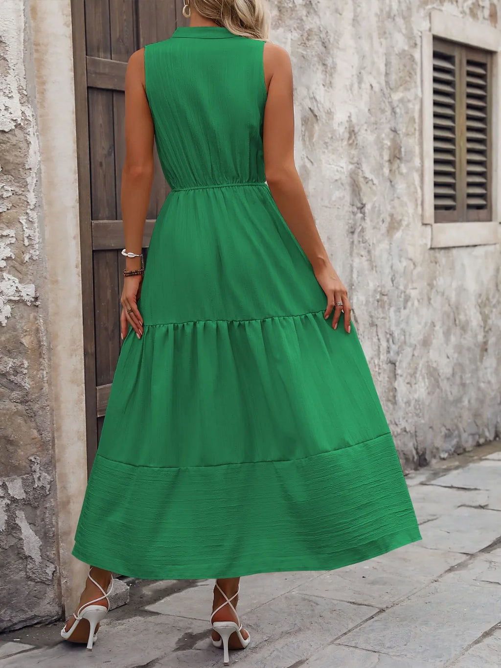 Notched Sleeveless Maxi Tank Dress - Maxi Dress by Trendsi | Available at Handbags Specialist Headquarter