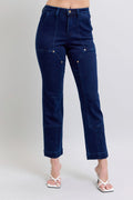 Judy Blue Full Size Hw Work Wear Knee Patch Straight Jeans Plus Size - Women / Jeans & Denim by Trendsi | Available at Handbags Specialist Headquarter